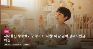 자녀출산 무주택가구 주거비 지원: 마감 임박 정부지원금 핵심 정보 [마감 6월 30일]