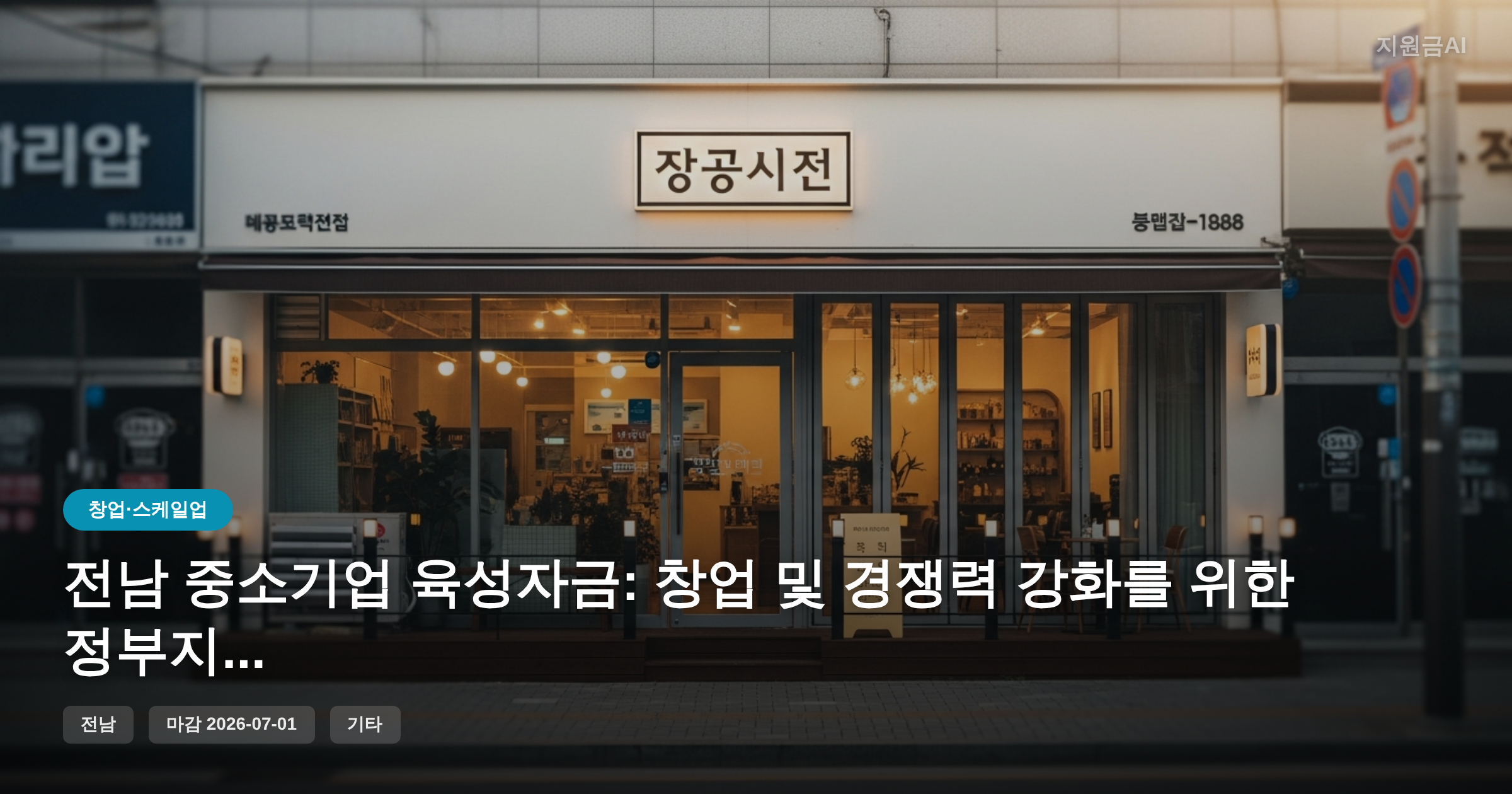 전남 중소기업 육성자금: 창업 및 경쟁력 강화를 위한 정부지원금 마감 임박 [마감 7월 1일]