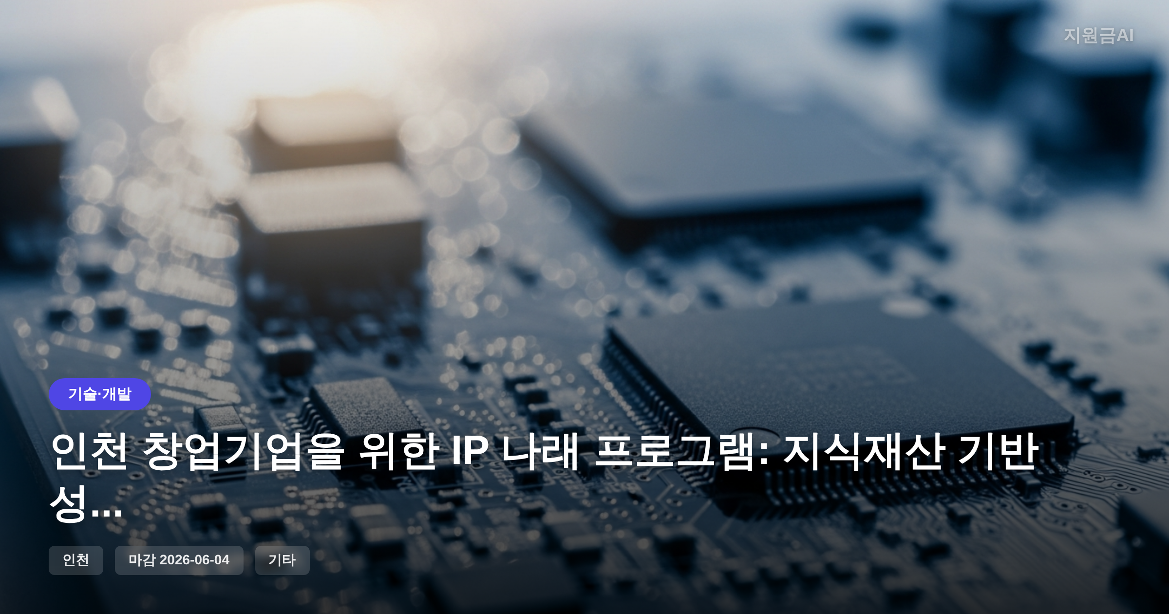 인천 창업기업을 위한 IP 나래 프로그램: 지식재산 기반 성장의 정부지원금 [마감 6월 4일] 썸네일